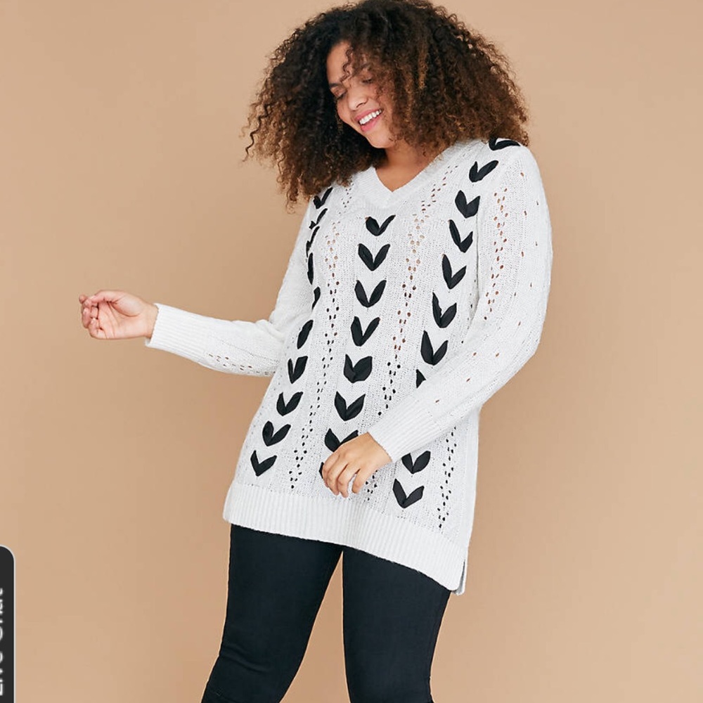 📂🆕 Lane Bryant Chiffon/Cable Sweater - Picture 2 of 8